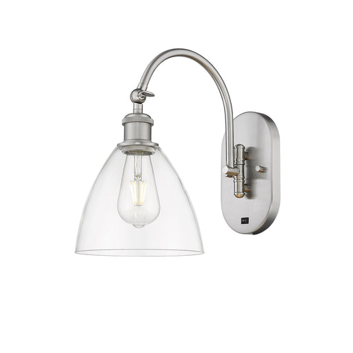 Innovations Bristol 7.5in 1-Light Wall Sconce | Industrial Brushed Satin Nickel and Clear Glass | Hallway & Bedroom Accent | Model 918-1W-SN-GBD-752