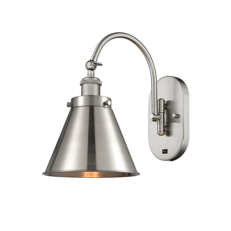 Innovations Appalachian 8in 1-Light Swing Arm Wall Sconce | Industrial Brushed Satin Nickel Steel and Cast Brass with Brushed | Model 918-1W-SN-M13-SN-LED