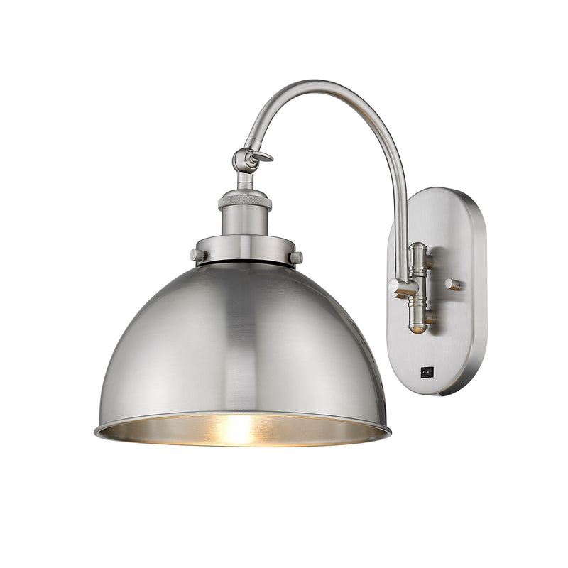 Innovations Ballston Urban 10in 1-Light Swing Arm Lamp | Industrial Brushed Satin Nickel Steel and Metal Shade | Bedroom & | Model 918-1W-SN-MFD-10-SN-LED