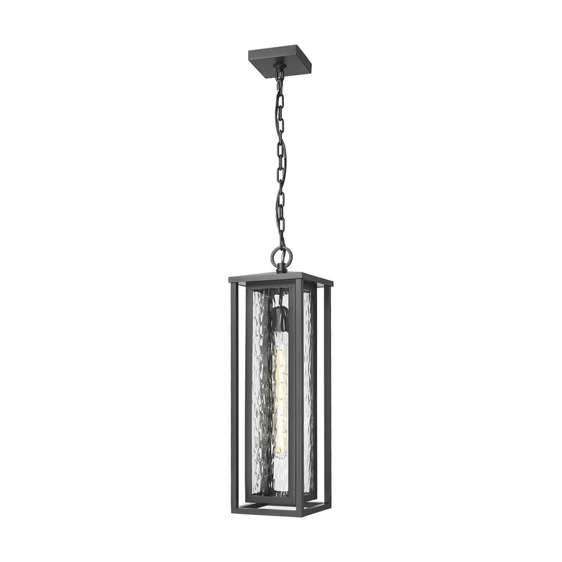 Innovations Ashland 7in 1-Light Pendant | Contemporary Matte Black and Water Glass | Covered Porch & Entryway | Model 9950-1H-BK-23-WG