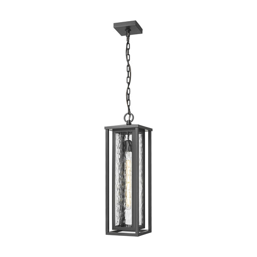 Innovations Ashland 7in 1-Light Pendant | Contemporary Matte Black and Water Glass | Covered Porch & Entryway | Model 9950-1H-BK-23-WG