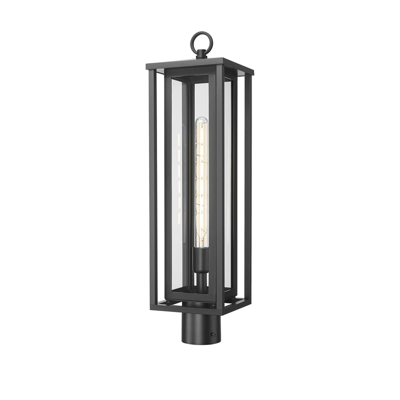 Innovations Ashland 7in 1-Light Post Lantern | Contemporary Matte Black and Clear Glass | Driveway & Garden Path | Model 9950-1PLT-BK-25-CL