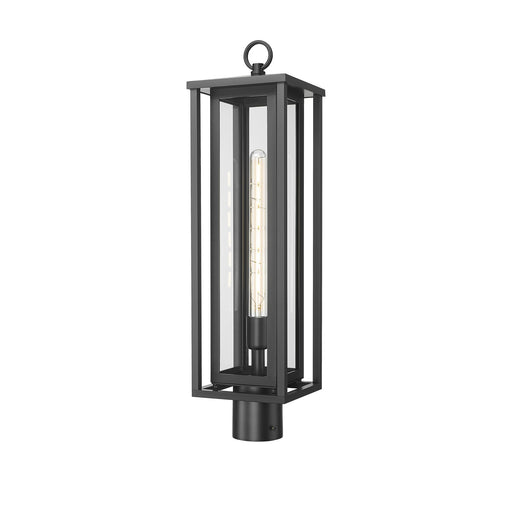 Innovations Ashland 7in 1-Light Post Lantern | Contemporary Matte Black and Clear Glass | Driveway & Garden Path | Model 9950-1PLT-BK-25-CL