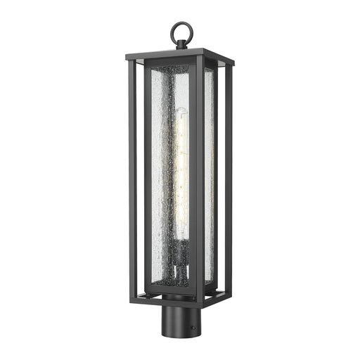 Innovations Ashland 7in 1-Light Post Lantern | Contemporary Matte Black and Seedy Glass | Driveway & Garden Path | Model 9950-1PLT-BK-25-SDY