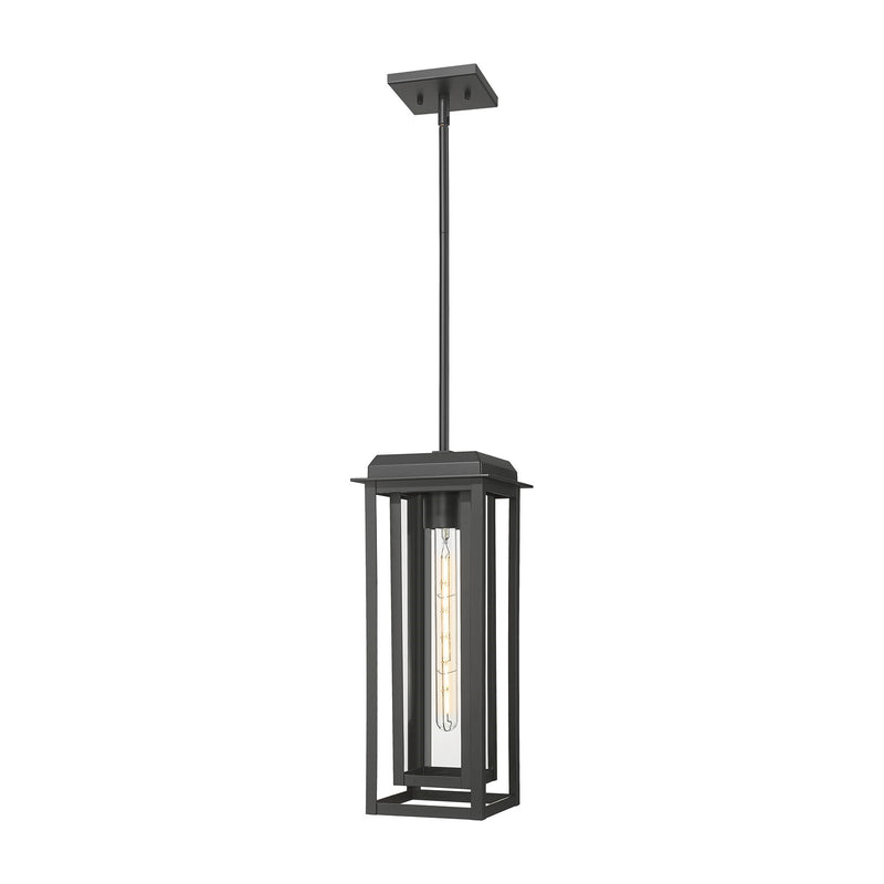 Innovations Mansfield 19in 1-Light Pendant | Coastal Matte Black Aluminum and Clear Glass | Covered Patio & Entryway | Model 9951-1H-BK-19-CG-BK-CL