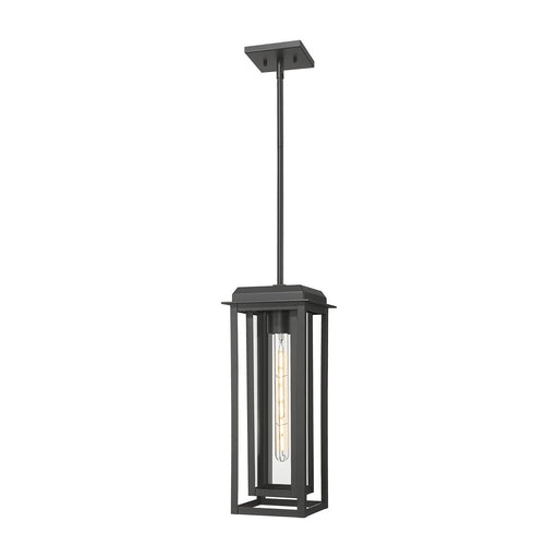Innovations Mansfield 19in 1-Light Pendant | Coastal Matte Black Aluminum and Clear Glass | Covered Patio & Entryway | Model 9951-1H-BK-19-CG-BK-CL
