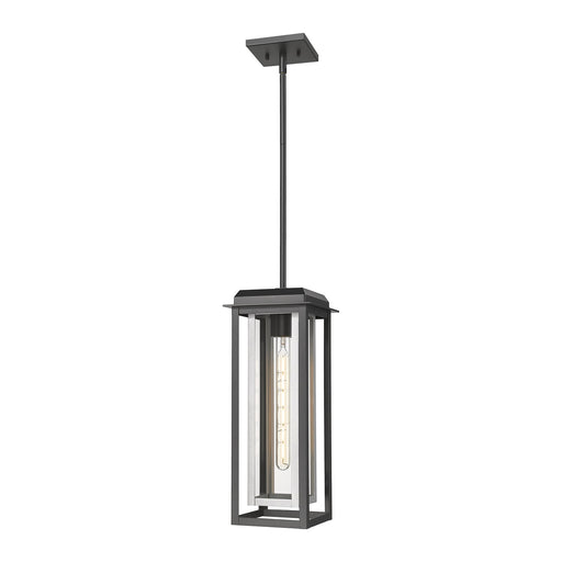 Innovations Mansfield 19in 1-Light Pendant | Industrial Matte Black Aluminum and Silver Inner Cage Clear Glass | Covered | Model 9951-1H-BK-19-CG-SV-CL