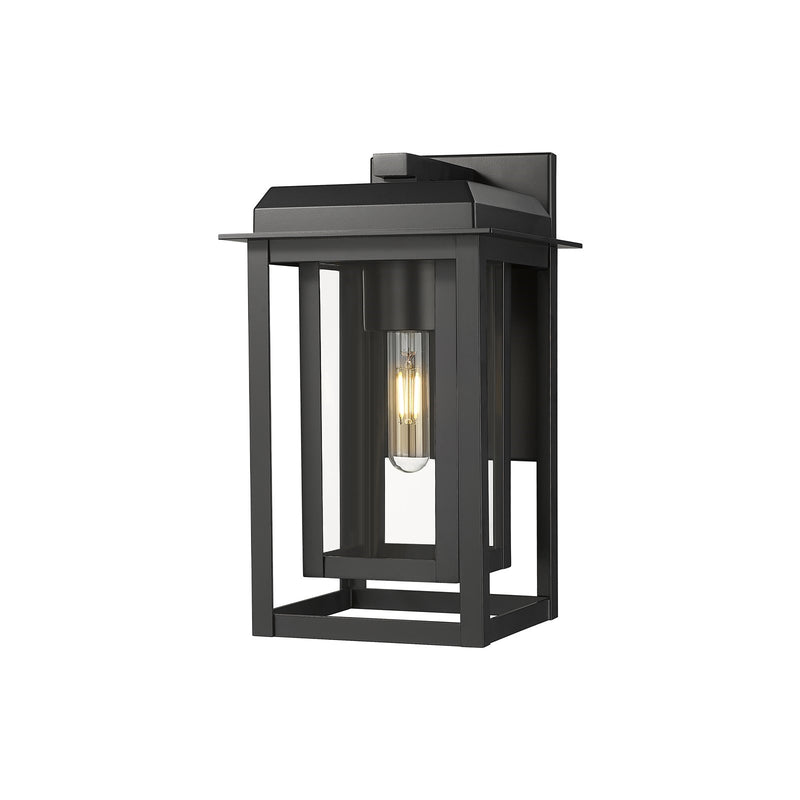 Innovations Mansfield 13in 1-Light Wall Sconce | Contemporary Matte Black Aluminum and Clear Glass | Outdoor Porch & | Model 9951-1W-BK-13-CG-BK-CL