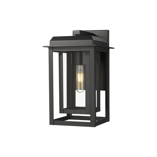 Innovations Mansfield 13in 1-Light Wall Sconce | Contemporary Matte Black Aluminum and Clear Glass | Outdoor Porch & | Model 9951-1W-BK-13-CG-BK-CL