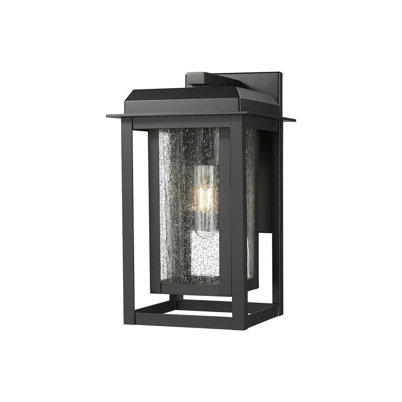 Innovations Mansfield 13in 1-Light Wall Sconce | Contemporary Matte Black Aluminum and Seedy Glass | Outdoor Porch & | Model 9951-1W-BK-13-CG-BK-SDY