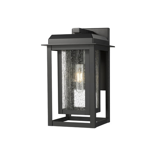 Innovations Mansfield 13in 1-Light Wall Sconce | Contemporary Matte Black Aluminum and Seedy Glass | Outdoor Porch & | Model 9951-1W-BK-13-CG-BK-SDY