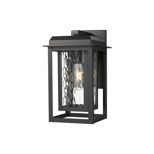 Innovations Mansfield 13in 1-Light Wall Sconce | Contemporary Matte Black Aluminum and Water Glass | Outdoor Porch & | Model 9951-1W-BK-13-CG-BK-WG