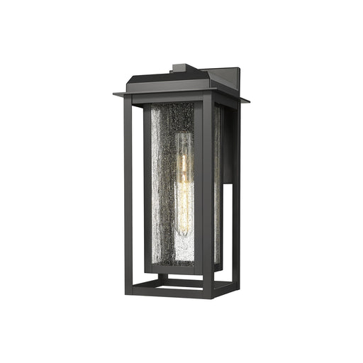Innovations Mansfield 16.5in 1-Light Wall Sconce | Contemporary Matte Black Aluminum and Black Inner Cage with Seedy Glass | Model 9951-1W-BK-16-CG-BK-SDY