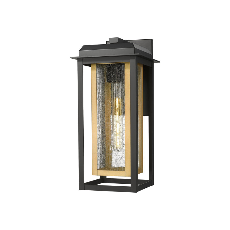 Innovations Mansfield 1-Light 7.5in Outdoor Wall Sconce | Contemporary Matte Black Aluminum and Seedy Glass | Covered | Model 9951-1W-BK-16-CG-BR-SDY