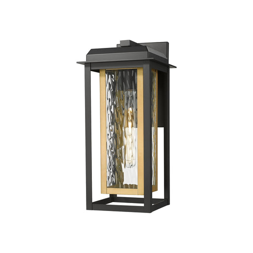 Innovations Mansfield 1-Light 7.5in Outdoor Wall Sconce | Contemporary Matte Black Aluminum and Water Glass | Covered Patio | Model 9951-1W-BK-16-CG-BR-WG