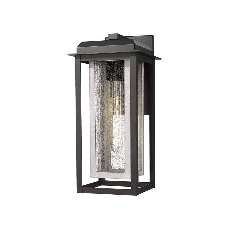 Innovations Mansfield 16.5in 1-Light Wall Sconce | Contemporary Matte Black Aluminum and Silver Inner Seedy Glass | Model 9951-1W-BK-16-CG-SV-SDY