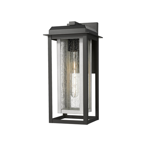 Innovations Mansfield 16.5in 1-Light Wall Sconce | Contemporary Matte Black Aluminum and Silver Inner Seedy Glass | Model 9951-1W-BK-16-CG-SV-SDY