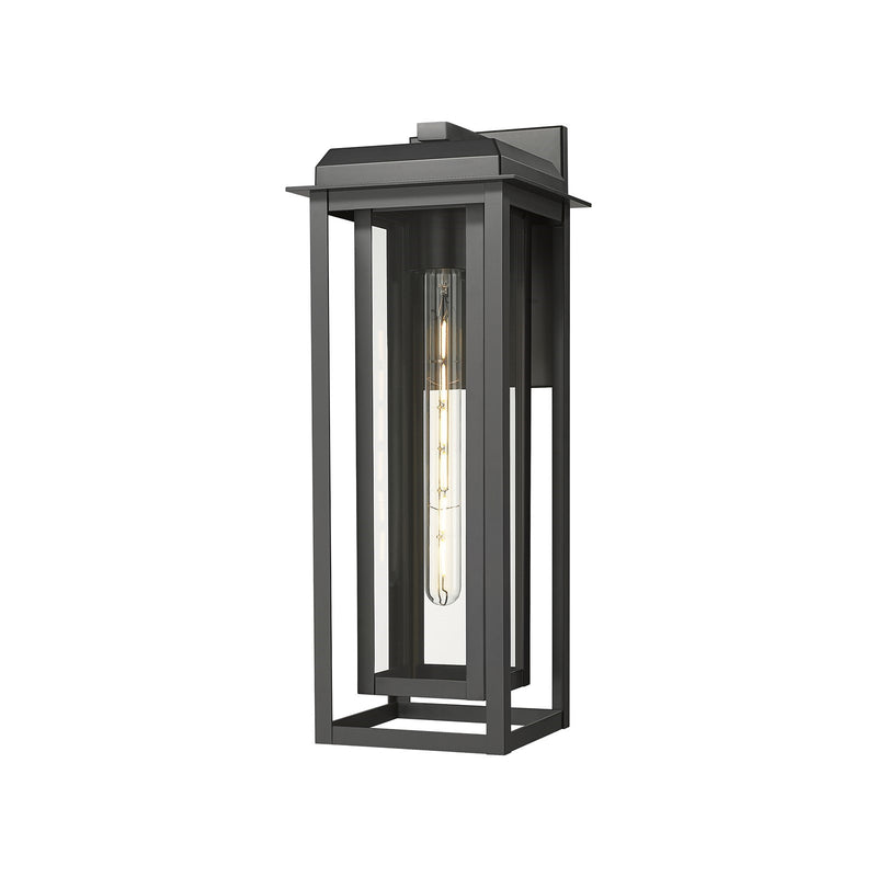 Innovations Mansfield 20in 1-Light Wall Sconce | Contemporary Matte Black Aluminum and Black Inner Clear Glass | Covered | Model 9951-1W-BK-20-CG-BK-CL