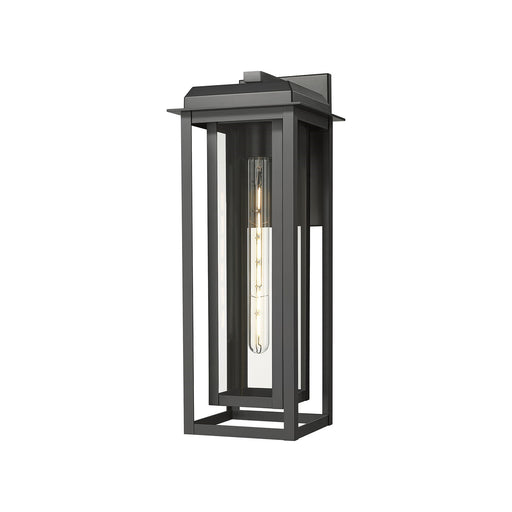 Innovations Mansfield 20in 1-Light Wall Sconce | Contemporary Matte Black Aluminum and Black Inner Clear Glass | Covered | Model 9951-1W-BK-20-CG-BK-CL