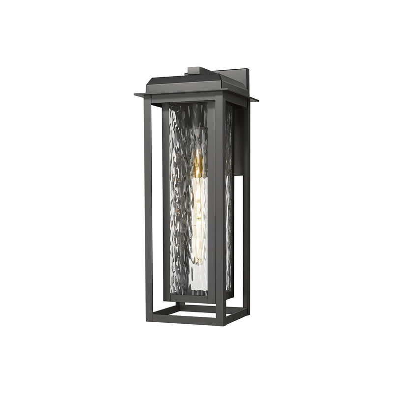 Innovations Mansfield 20in 1-Light Wall Sconce | Contemporary Matte Black Aluminum and Water Glass | Covered Patio & | Model 9951-1W-BK-20-CG-BK-WG