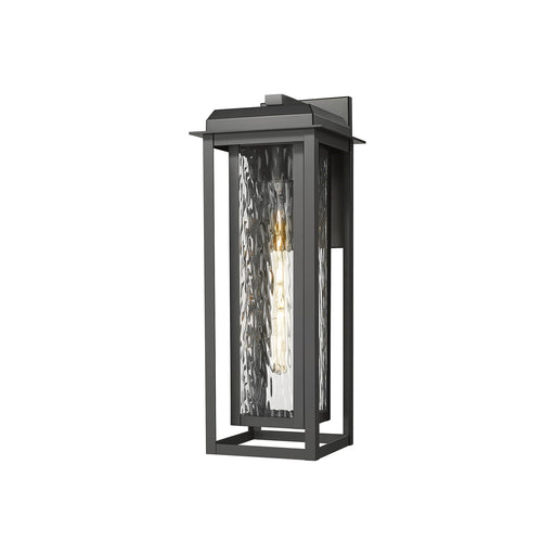 Innovations Mansfield 20in 1-Light Wall Sconce | Contemporary Matte Black Aluminum and Water Glass | Covered Patio & | Model 9951-1W-BK-20-CG-BK-WG