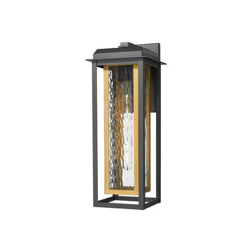 Innovations Mansfield 20in 1-Light Wall Sconce | Contemporary Matte Black Aluminum and Brass Inner Cage Water Glass | Model 9951-1W-BK-20-CG-BR-WG