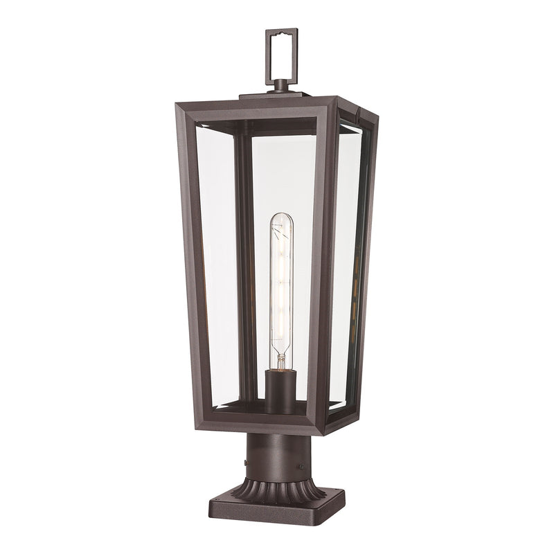 Innovations Madison 8in 1-Light Post Lantern | Coastal Bronze Aluminum and Clear Beveled Glass | Outdoor Entryway & Walkway | Model 9952-1PLT-BZ-23-CL