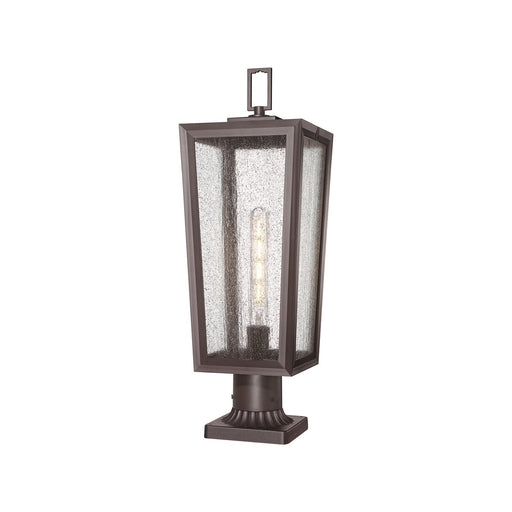 Innovations Madison 8in 1-Light Post Lantern | Coastal Bronze Aluminum and Seedy Glass | Outdoor Entryway & Walkway | Model 9952-1PLT-BZ-23-SDY
