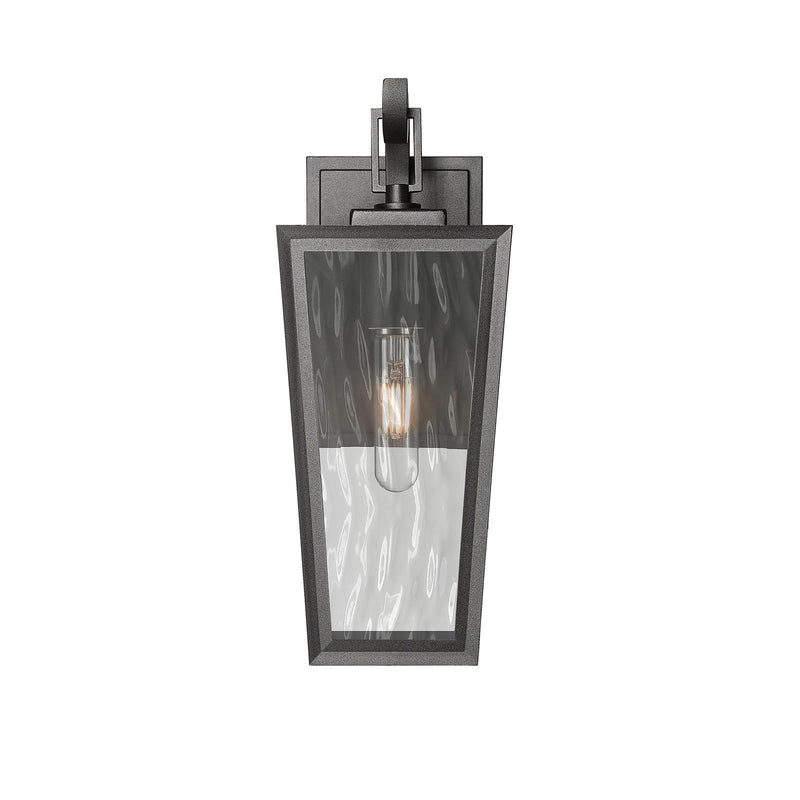 Innovations Madison 14in 1-Light Wall Sconce | Coastal Modern Matte Black Aluminum and Waterglass Glass | Covered Patio & | Model 9952-1W-BK-14-WG