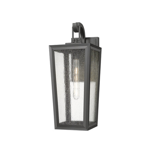 Innovations Madison 21in 1-Light Wall Sconce | Coastal Matte Black Aluminum and Seedy Glass | Covered Porch & Entryway | Model 9952-1W-BK-21-SDY