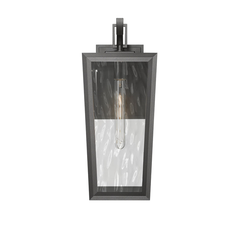 Innovations Madison 21in 1-Light Wall Sconce | Coastal Matte Black Aluminum and Waterglass | Covered Porch & Entryway | Model 9952-1W-BK-21-WG