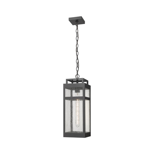 Innovations Ridgeway 7in 1-Light Pendant | Contemporary Matte Black Aluminum and Seedy Glass | Covered Patios & Entryways | Model 9953-1H-BK-20-SDY