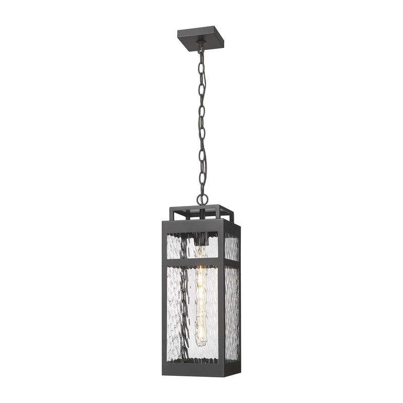 Innovations Ridgeway 7in 1-Light Pendant | Contemporary Matte Black Aluminum and Water Glass | Covered Patios & Entryways | Model 9953-1H-BK-20-WG
