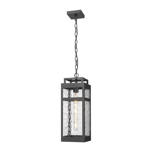 Innovations Ridgeway 7in 1-Light Pendant | Contemporary Matte Black Aluminum and Water Glass | Covered Patios & Entryways | Model 9953-1H-BK-20-WG