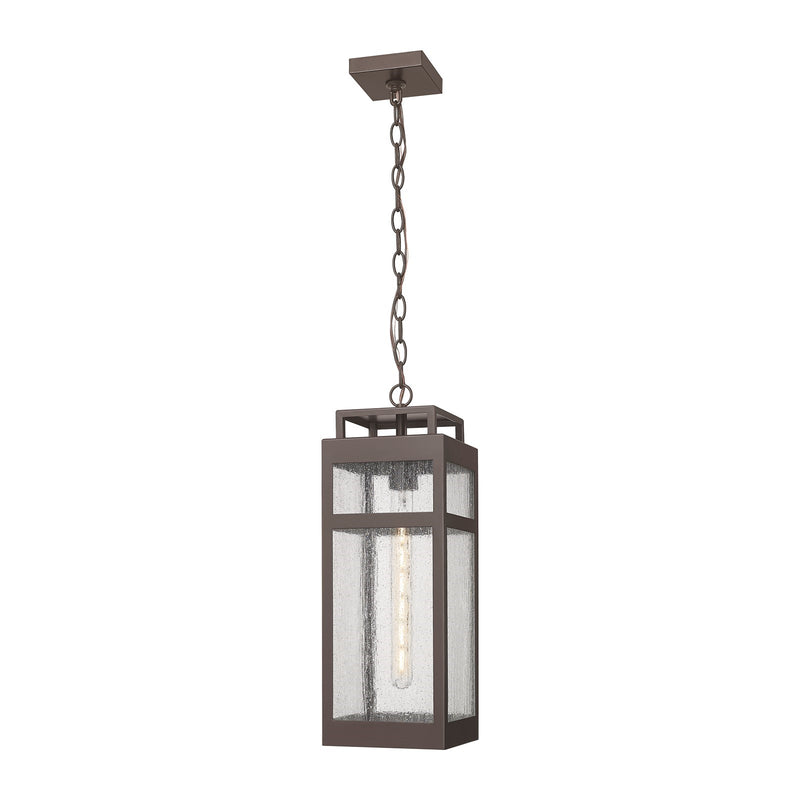 Innovations Ridgeway 7in 1-Light Pendant | Bronze Aluminum and Seedy Glass | Covered Patio & Entryway | 6.75 x 6.75 x 19.62 in | Model 9953-1H-BZ-20-SDY