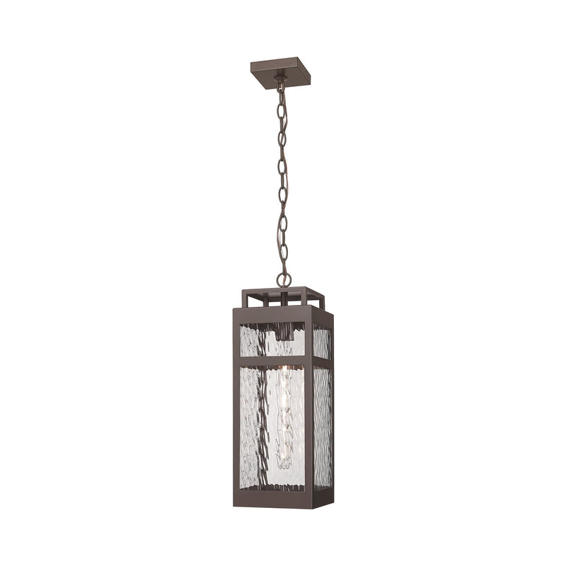 Innovations Ridgeway 7in 1-Light Pendant | Bronze Aluminum and Water Glass | Covered Patio & Entryway | 6.75 x 6.75 x 19.62 in | Model 9953-1H-BZ-20-WG