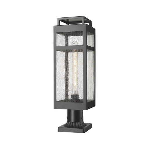 Innovations Ridgeway 7in 1-Light Post Lantern | Matte Black Aluminum and Seedy Glass | Pathway & Garden | Model 9953-1PLT-BK-20-SDY