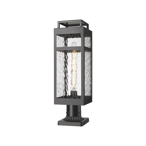 Innovations Ridgeway 7in 1-Light Post Lantern | Contemporary Matte Black Aluminum and Water Glass | Outdoor Pathway & Entryway | Model 9953-1PLT-BK-20-WG