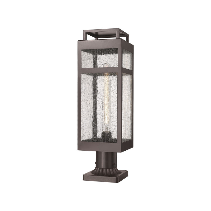 Innovations Ridgeway 7in 1-Light Post Lantern | Contemporary Bronze Aluminum and Seedy Glass | Outdoor Pathway & Entryway | Model 9953-1PLT-BZ-20-SDY