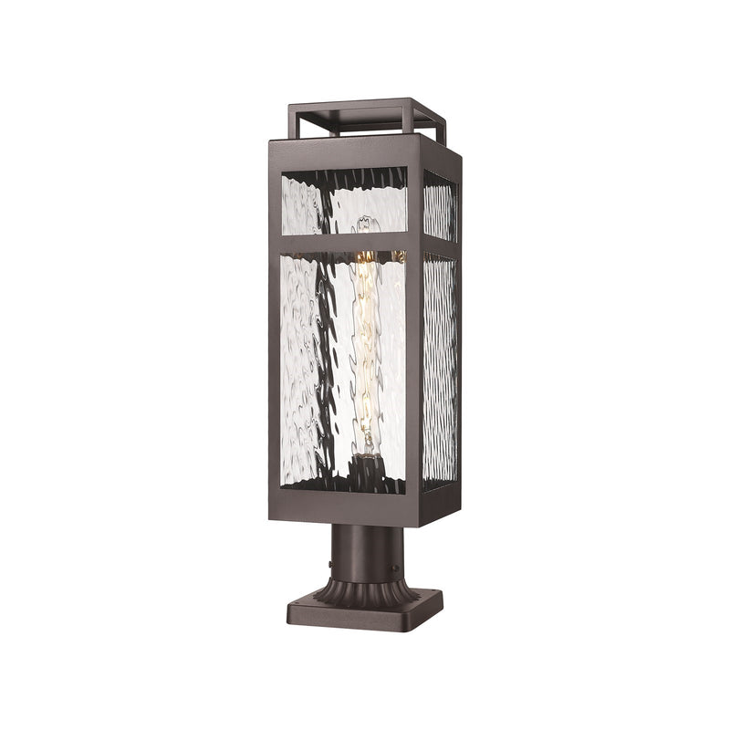 Innovations Ridgeway 7in 1-Light Post Lantern | Contemporary Bronze Aluminum and Water Glass | Outdoor Pathway & Entryway | Model 9953-1PLT-BZ-20-WG