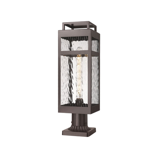 Innovations Ridgeway 7in 1-Light Post Lantern | Contemporary Bronze Aluminum and Water Glass | Outdoor Pathway & Entryway | Model 9953-1PLT-BZ-20-WG