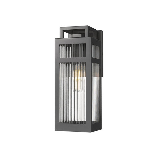 Innovations Ridgeway 4.5in 1-Light Wall Sconce | Modern Matte Black Aluminum and Striped Clear Glass | Covered Patios & | Model 9953-1W-BK-13-SCL