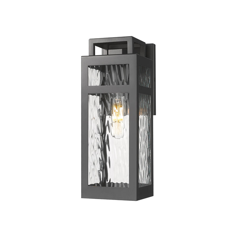 Innovations Ridgeway 4.5in 1-Light Wall Sconce | Modern Matte Black Aluminum and Water Glass | Covered Patios & Entryways | Model 9953-1W-BK-13-WG