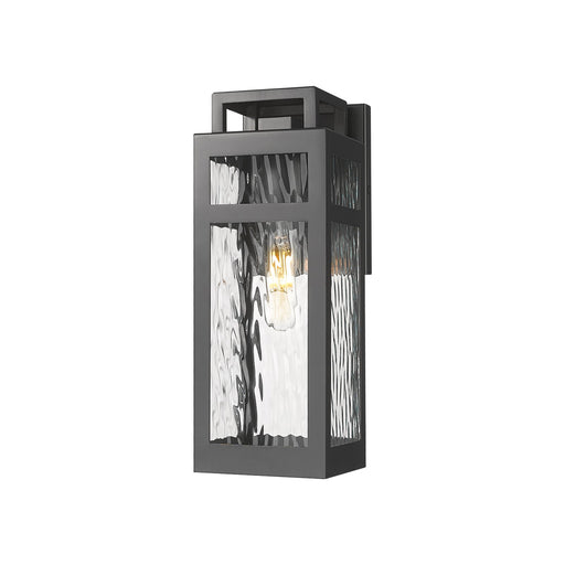 Innovations Ridgeway 4.5in 1-Light Wall Sconce | Modern Matte Black Aluminum and Water Glass | Covered Patios & Entryways | Model 9953-1W-BK-13-WG