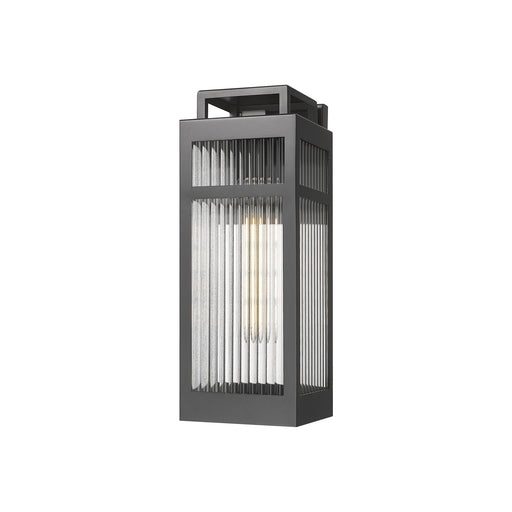 Innovations Ridgeway 5.5in 1-Light Wall Sconce | Modern Matte Black Aluminum and Striped Clear Glass | Covered Patios & | Model 9953-1W-BK-15-SCL