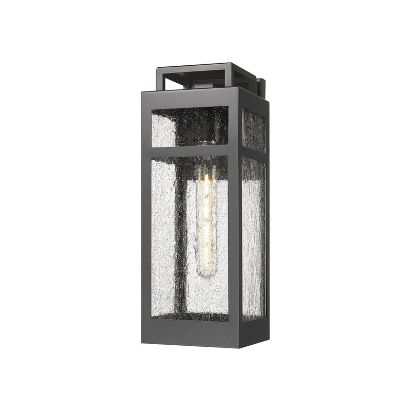 Innovations Ridgeway 15in 1-Light Wall Sconce | Modern Matte Black Aluminum and Seedy Glass | Covered Patio & Entryway | Model 9953-1W-BK-15-SDY