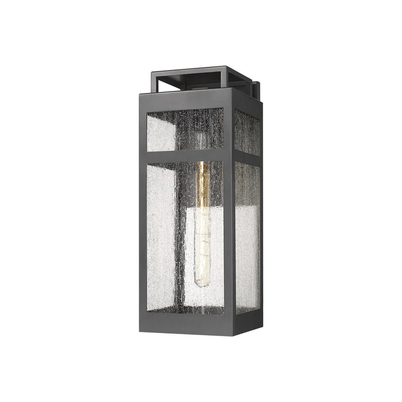 Innovations Ridgeway 18in 1-Light Wall Sconce | Modern Matte Black Aluminum and Seedy Glass | Covered Patios & Entryways | Model 9953-1W-BK-18-SDY