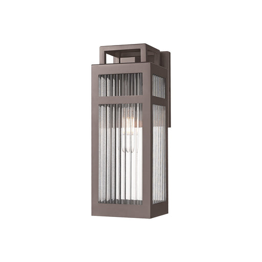 Innovations Ridgeway 12.5in 1-Light Outdoor Wall Sconce | Modern Bronze Aluminum and Striped Clear Glass | Covered Patio & | Model 9953-1W-BZ-13-SCL