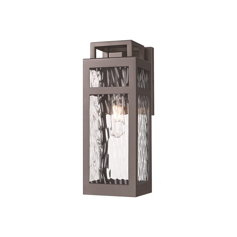 Innovations Ridgeway 12.5in 1-Light Outdoor Wall Sconce | Modern Bronze Aluminum and Water Glass | Covered Patio & Entryway | Model 9953-1W-BZ-13-WG