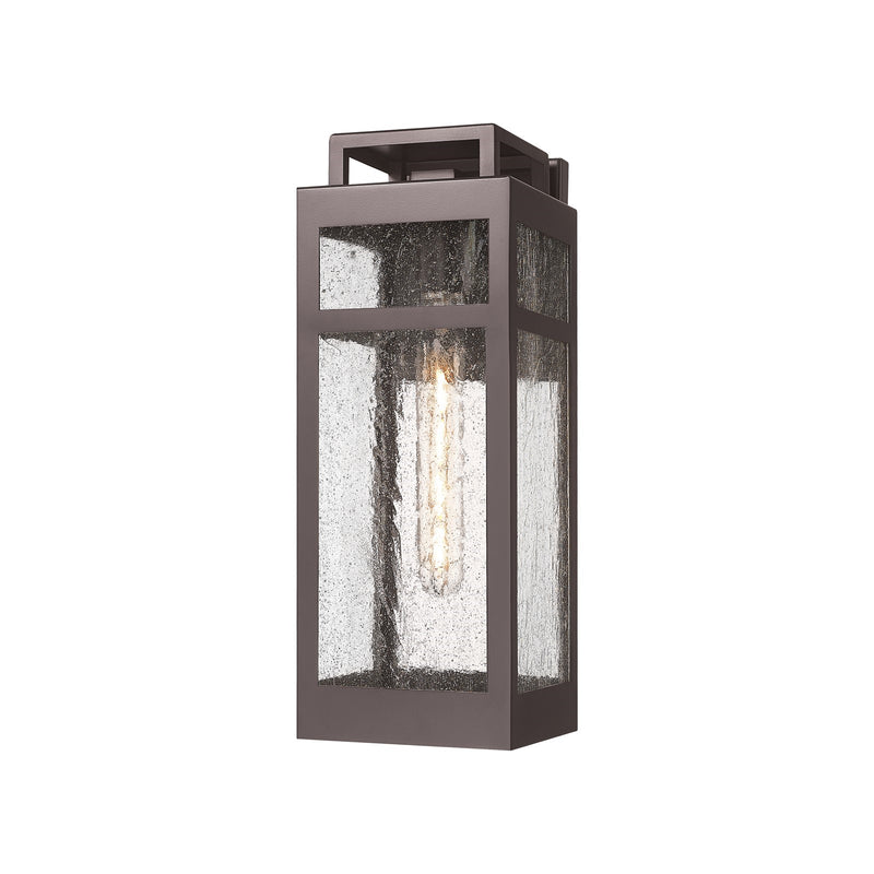 Innovations Ridgeway 15in 1-Light Outdoor Wall Sconce | Modern Bronze Aluminum and Seedy Glass | Covered Patio & Entryway | Model 9953-1W-BZ-15-SDY